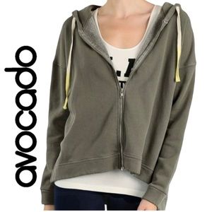 Avocado Activewear Gray Paz Fleece Zip Up Hoodie Sweatshirt Size Small